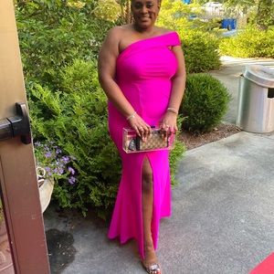 evening romance one shoulder maxi dress magenta
